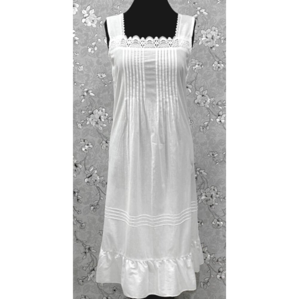 SoieRose Victorian 100% Cotton Sleeveless Nightgown with Lace Bodice – SR-1228